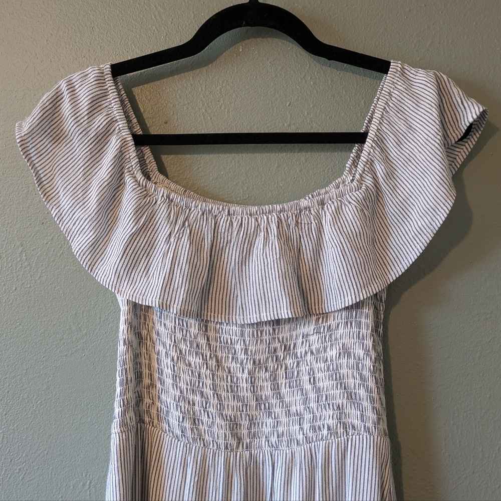 Abercrombie & Fitch Viscose Striped Flowy Ruffle Hem Maxi Dress Size S - Picture 2 of 6